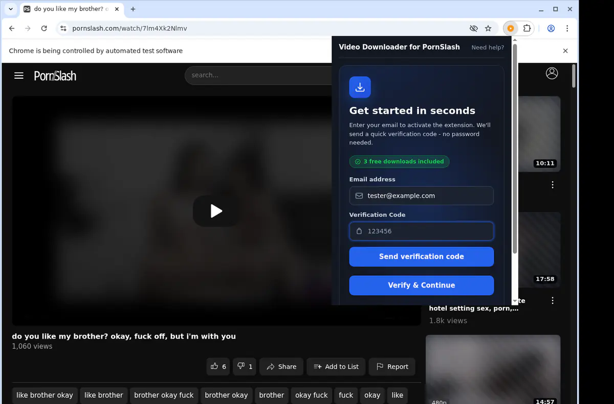 Pornslash Video Downloader browser extension screenshot 4